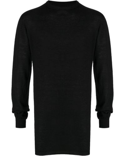 Rick Owens Long-line Crew-neck Sweatshirt - Black