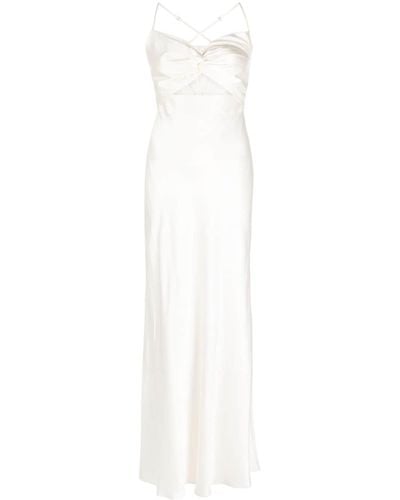 Michelle Mason Twisted-bodice Silk Gown - White