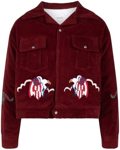 Rhude Souvenir "Maroon" Jacke mit grafischem Print - Rot
