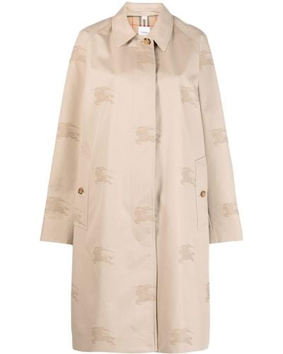 Burberry Allover Logo Trench Coat - Natural