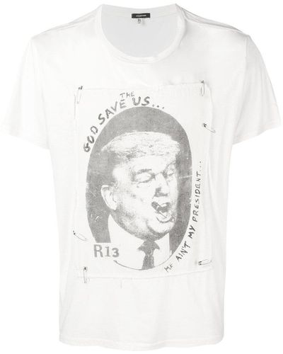 R13 God Save Us Trump T-shirt - White