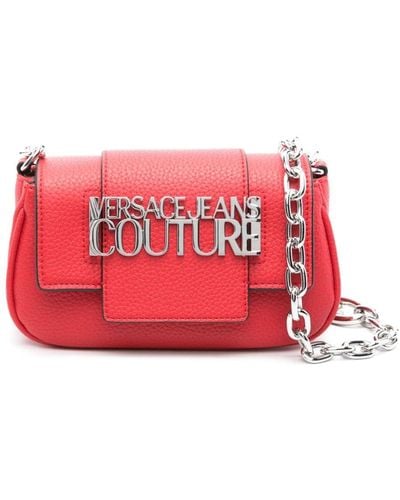 Versace Borsa a spalla con placca logo - Rosso