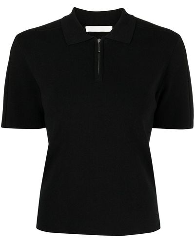 Dion Lee Half-zip Short-sleeved Polo Top - Black