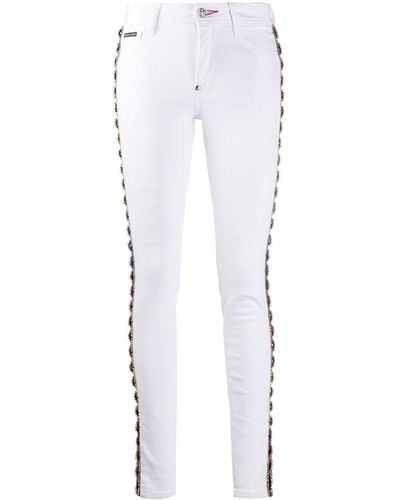 Philipp Plein Crystal-embellished Skinny Jeans - White