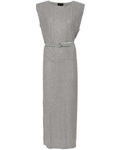 agnès b. Colisée Belted Linen Dress - Grey