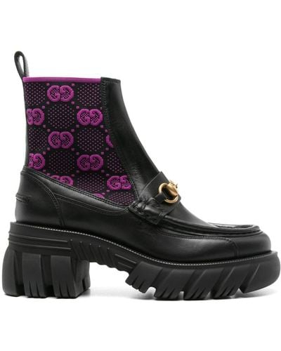 Gucci GG Supreme Ankle Boots - Purple