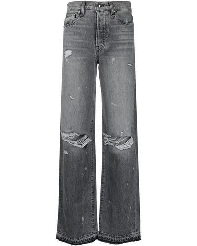 Amiri Distressed Straight-leg Jeans - Grey