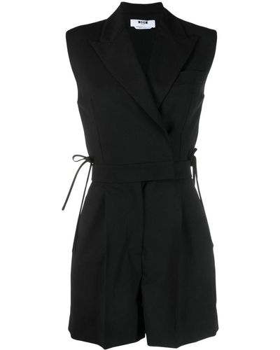 MSGM Cut-out Sleeveless Playsuit - Black