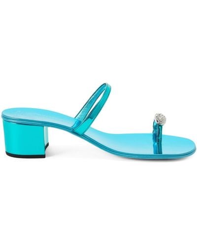 Giuseppe Zanotti Ring 40mm Leather Sandals - Blue