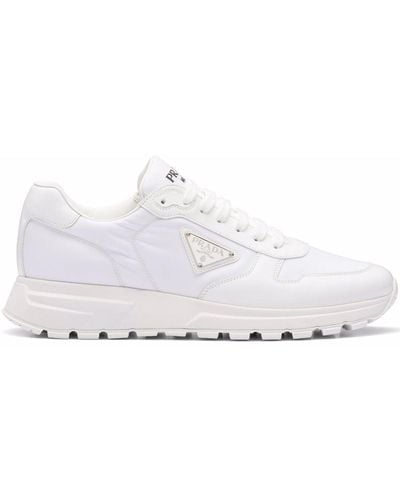 Prada Re-Nylon And Brushed Leather Sneakers - White