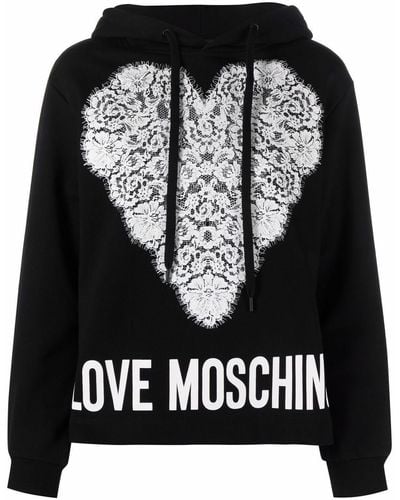 Love Moschino Hoodie à logo imprimé - Noir