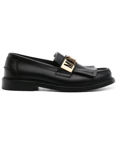 Moschino Logo-plaque Leather Loafers - Black