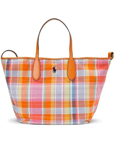 Polo Ralph Lauren Reversible Plaid Tote Bag - Orange