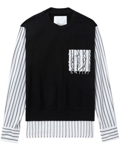 3.1 Phillip Lim Sudadera con panel a rayas - Negro