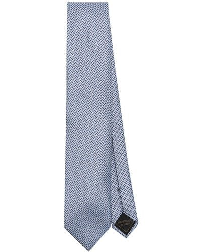 Brioni Geometric-jacquard Silk Tie - Blue