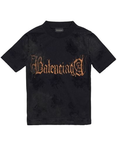 Balenciaga Heavy Metal-artwork Cotton T-shirt - Black