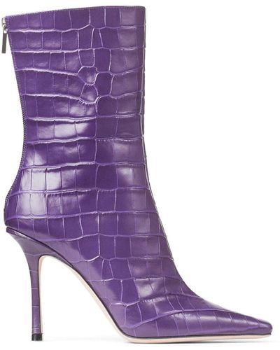 Jimmy Choo Agathe 100mm Pointed-toe Boots - Purple
