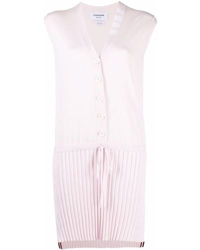 Thom Browne 4-bar Stripe Sleeveless Knit Dress - Pink