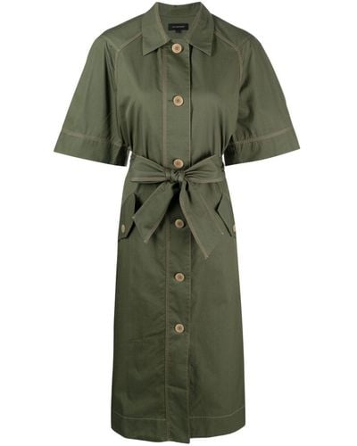 Lee Mathews Tie-waist Organic Cotton Shirt Dress - Green