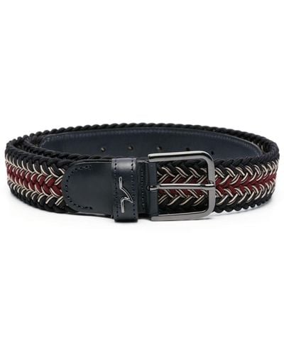 Paul & Shark Woven Leather Belt - Black