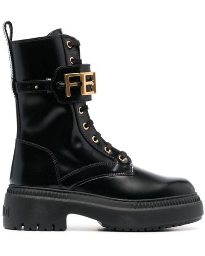 Fendi Stiefeletten mit Schnürung - Schwarz