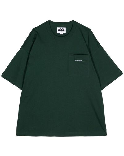 Chocoolate Logo-embroidered Cotton T-shirt - Green