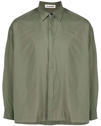 Rito Structure Front Placket Shirt - Green