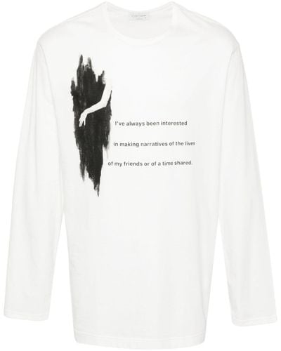 Yohji Yamamoto T-shirt 30/1 con stampa grafica - Bianco