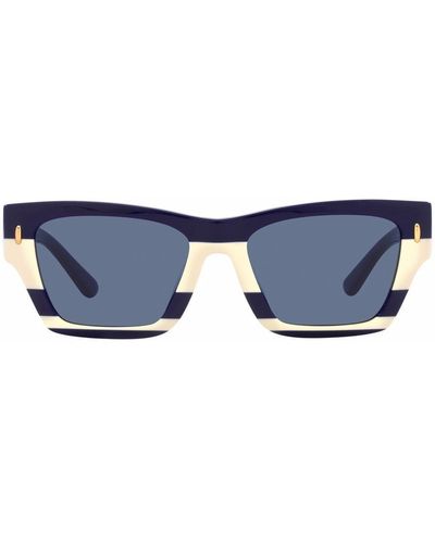 Tory Burch Stripe-print Frame Sunglasses - Blue