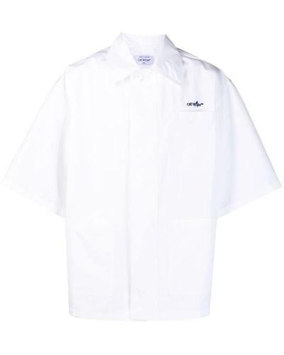Off-White c/o Virgil Abloh Camisa bordada con manga corta - Blanco