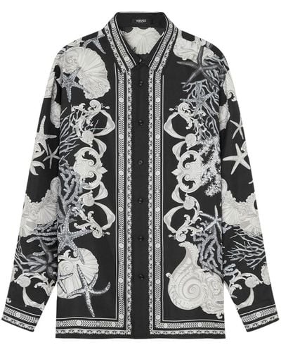 Versace Hemd mit Meeres-Print - Schwarz