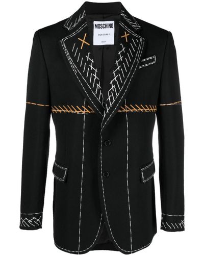 Moschino Pull en laine vierge à coutures contrastantes - Noir