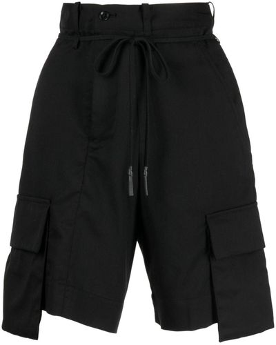 Yohji Yamamoto Drawstring-waistband Knee-length Shorts - Black