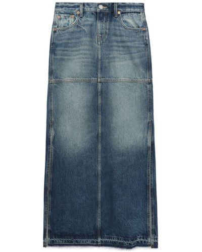 RE/DONE Jupe en jean à coupe longue - Bleu