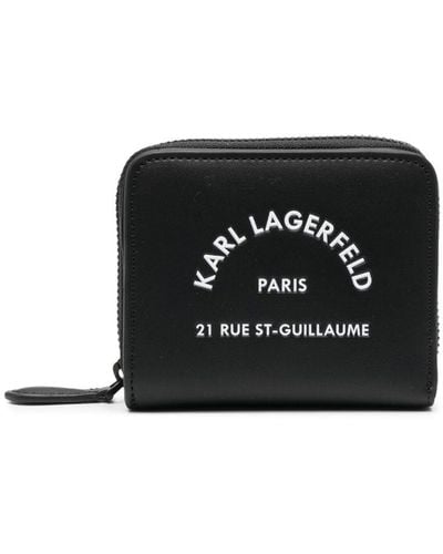 Karl Lagerfeld Portefeuille en cuir à détail de logo - Noir