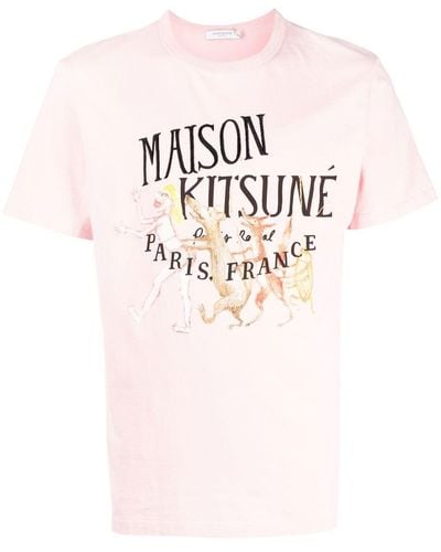 Maison Kitsuné Logo-print Detail T-shirt - Pink