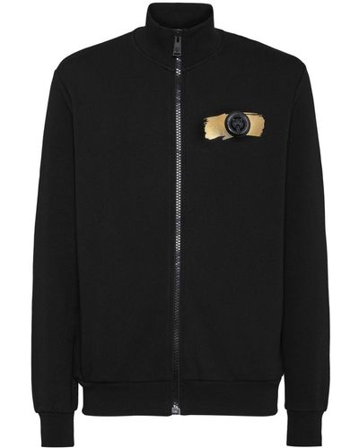 Philipp Plein Sweatshirtjacke mit Reißverschluss - Schwarz