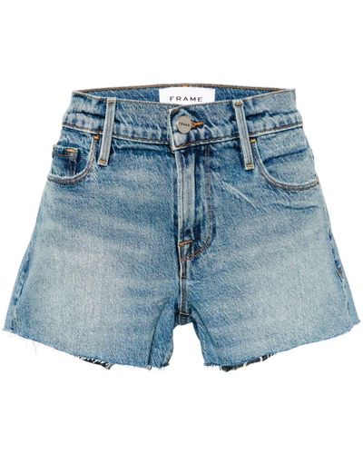 FRAME Le Cut-off Denim Shorts - Blue