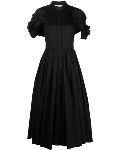 Alexander McQueen A-line Pleated Maxi Dress - Black