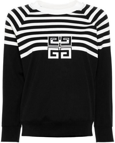 Givenchy 4g-appliqué Striped Sweatshirt - Black