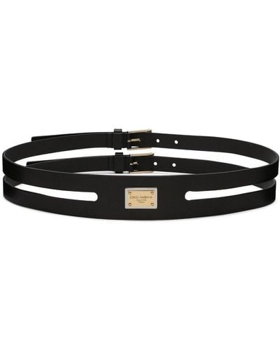 Dolce & Gabbana Logo-plaque Double-strap Belt - Black