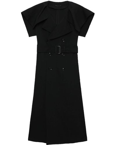 Y's Yohji Yamamoto Short-sleeve Double-breasted Coat - Black