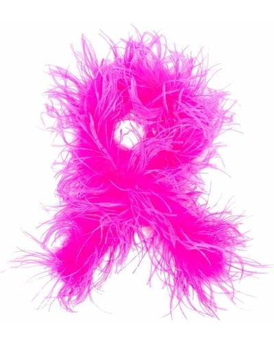 Styland Feather Embellished Scarf - Pink