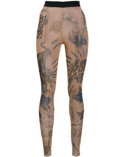 DIESEL Tattoo Print Sheer leggings - Black