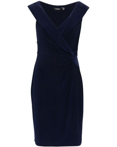 Lauren by Ralph Lauren Gathered-detail Sleeveless Mini Dress - Blue