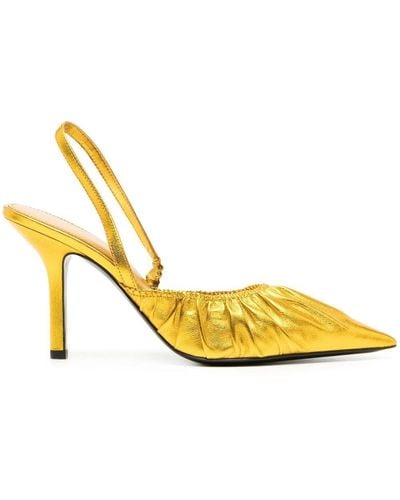 Tory Burch Runway Sling Leather Court Shoes - Yellow