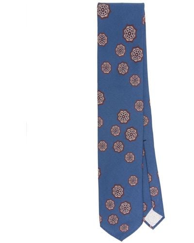 Lardini Abstract-print Silk Tie - Blue