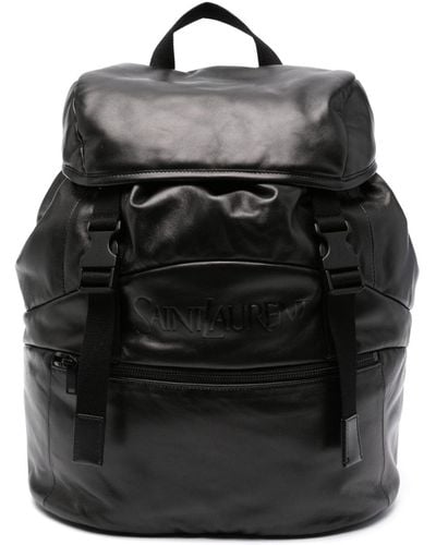 Saint Laurent Logo-print Leather Backpack - Black