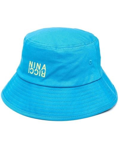 Nina Ricci Sombrero de pescador con logo bordado - Azul