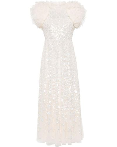 Needle & Thread Sequin Rose Gloss Gown - White